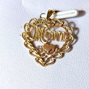 Sweetest 14k Solid Gold Mom Pendant
